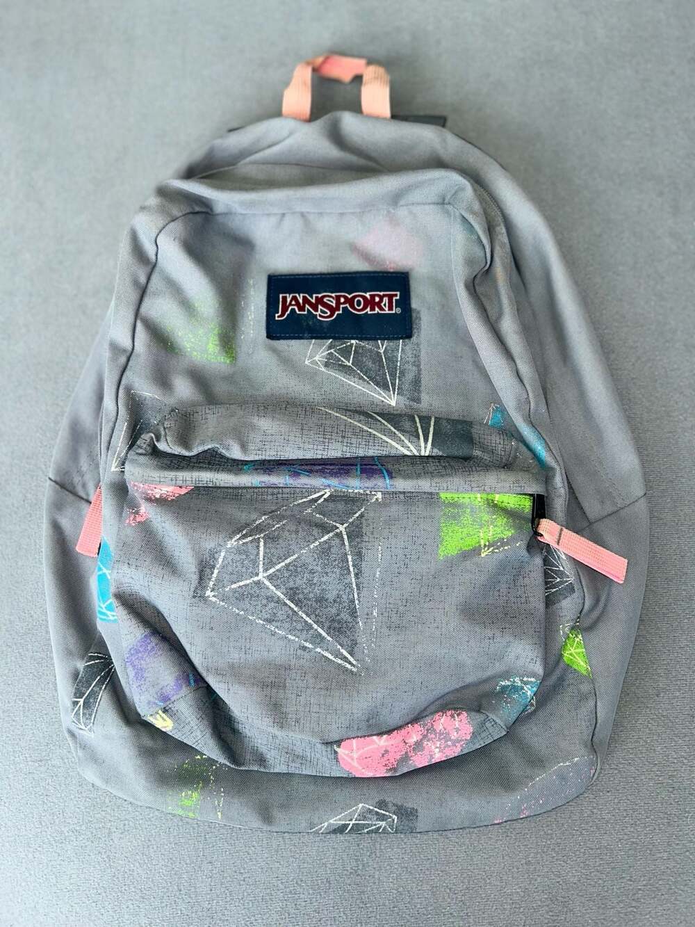JANSPORT Grey With Multicolored Diamonds Backpack